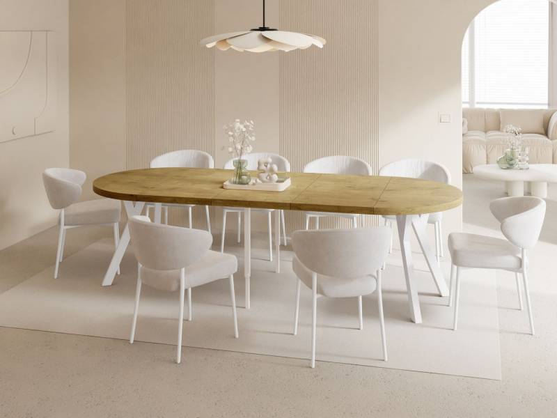 WFL GROUP Esstisch Twixy (erhältlich in 2 Größen – Durchmesser 100 cm, ausziehbar auf 250/300 cm), XXL groß extra lang Ausziehtisch für 5-16 oder 5-14 Personen von WFL GROUP