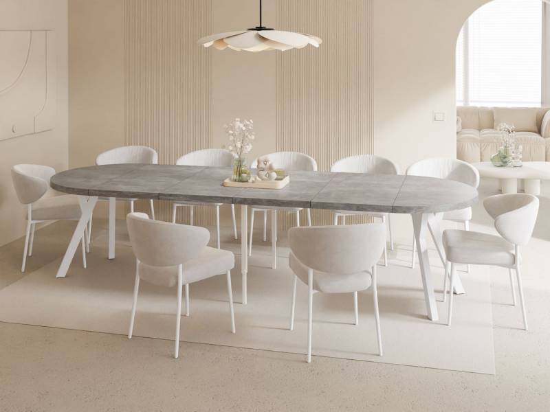 WFL GROUP Esstisch Twixy (erhältlich in 2 Größen – Durchmesser 100 cm, ausziehbar auf 250/300 cm), XXL groß extra lang Ausziehtisch für 5-16 oder 5-14 Personen von WFL GROUP