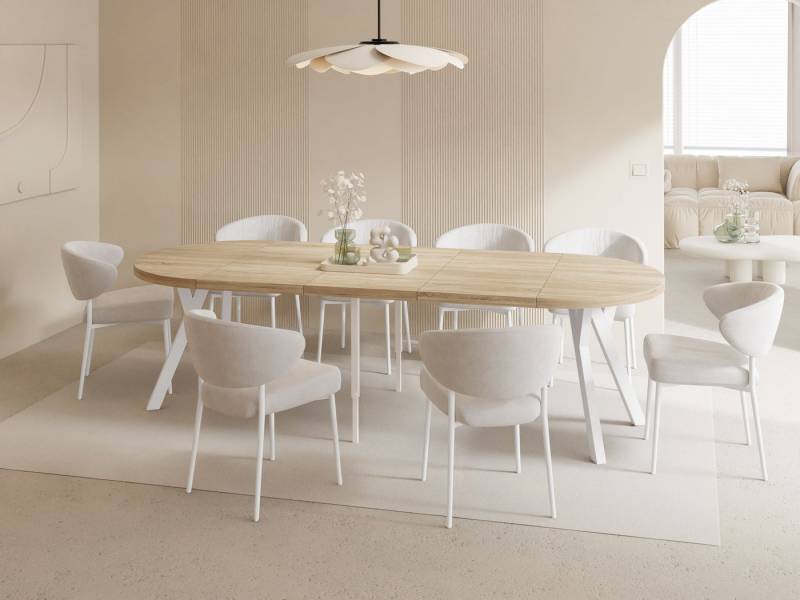 WFL GROUP Esstisch Twixy (erhältlich in 2 Größen – Durchmesser 100 cm, ausziehbar auf 250/300 cm), XXL groß extra lang Ausziehtisch für 5-16 oder 5-14 Personen von WFL GROUP