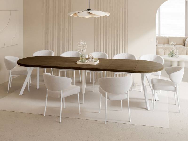 WFL GROUP Esstisch Twixy (erhältlich in 2 Größen – Durchmesser 100 cm, ausziehbar auf 250/300 cm), XXL groß extra lang Ausziehtisch für 5-16 oder 5-14 Personen von WFL GROUP