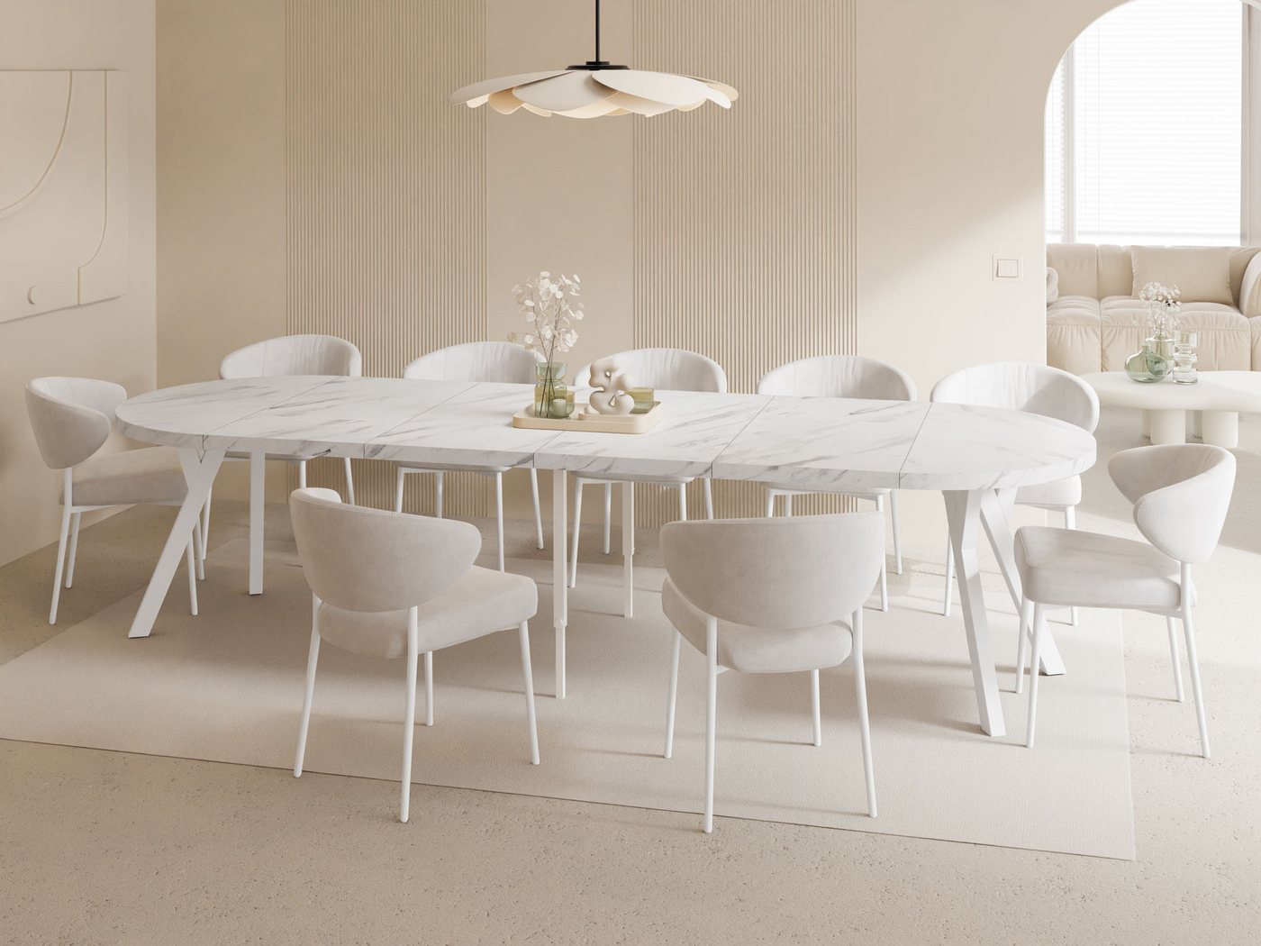 WFL GROUP Esstisch Twixy (erhältlich in 2 Größen – Durchmesser 100 cm, ausziehbar auf 250/300 cm), XXL groß extra lang Ausziehtisch für 5-16 oder 5-14 Personen von WFL GROUP