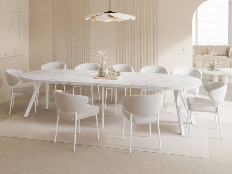 WFL GROUP Esstisch Twixy (erhältlich in 2 Größen – Durchmesser 100 cm, ausziehbar auf 250/300 cm), XXL groß extra lang Ausziehtisch für 5-16 oder 5-14 Personen von WFL GROUP