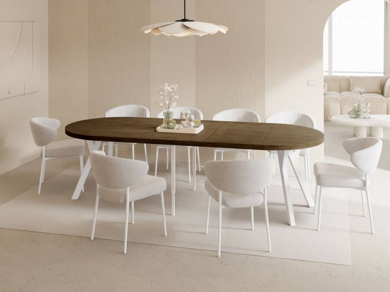 WFL GROUP Esstisch Twixy (erhältlich in 2 Größen – Durchmesser 100 cm, ausziehbar auf 250/300 cm), XXL groß extra lang Ausziehtisch für 5-16 oder 5-14 Personen von WFL GROUP