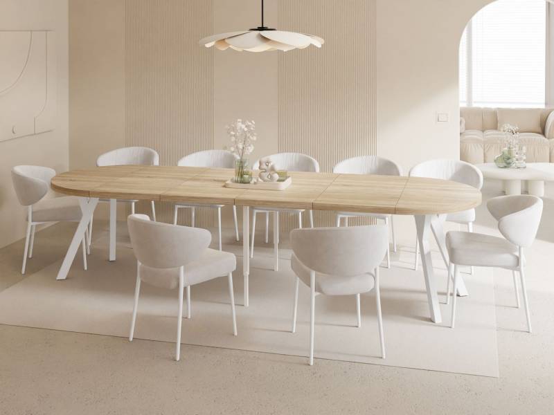 WFL GROUP Esstisch Twixy (erhältlich in 2 Größen – Durchmesser 100 cm, ausziehbar auf 250/300 cm), XXL groß extra lang Ausziehtisch für 5-16 oder 5-14 Personen von WFL GROUP