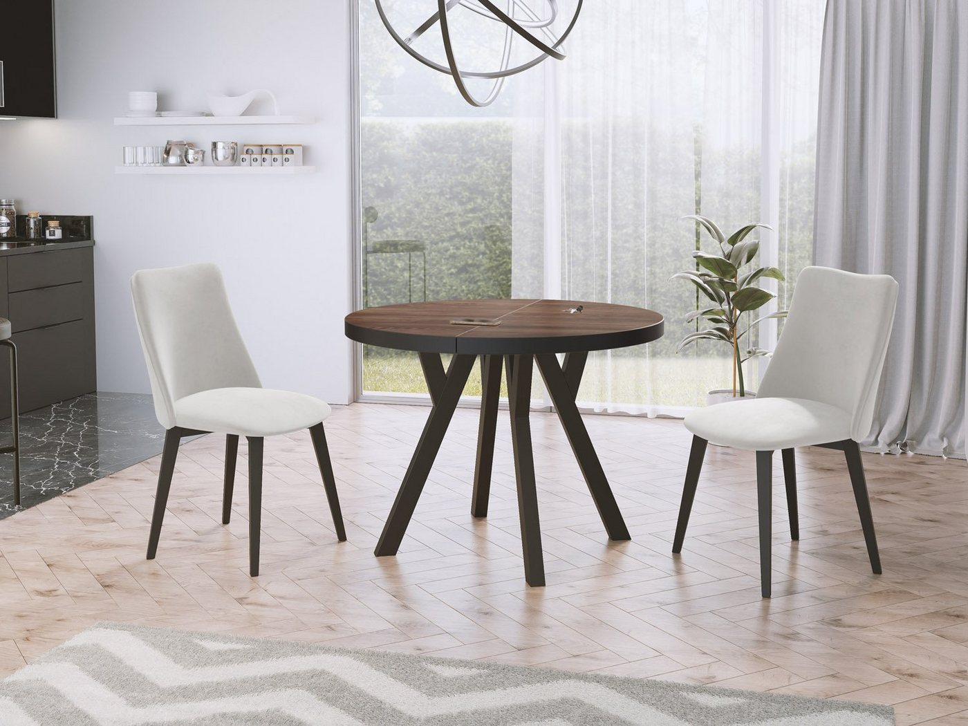 WFL GROUP Esstisch Twixy (erhältlich in 3 Größen – 90/100/100 cm, ausziehbar auf 170/150/200 cm), platzsparender Tisch für kleine Küche, Esszimmer oder Wohnzimmer von WFL GROUP