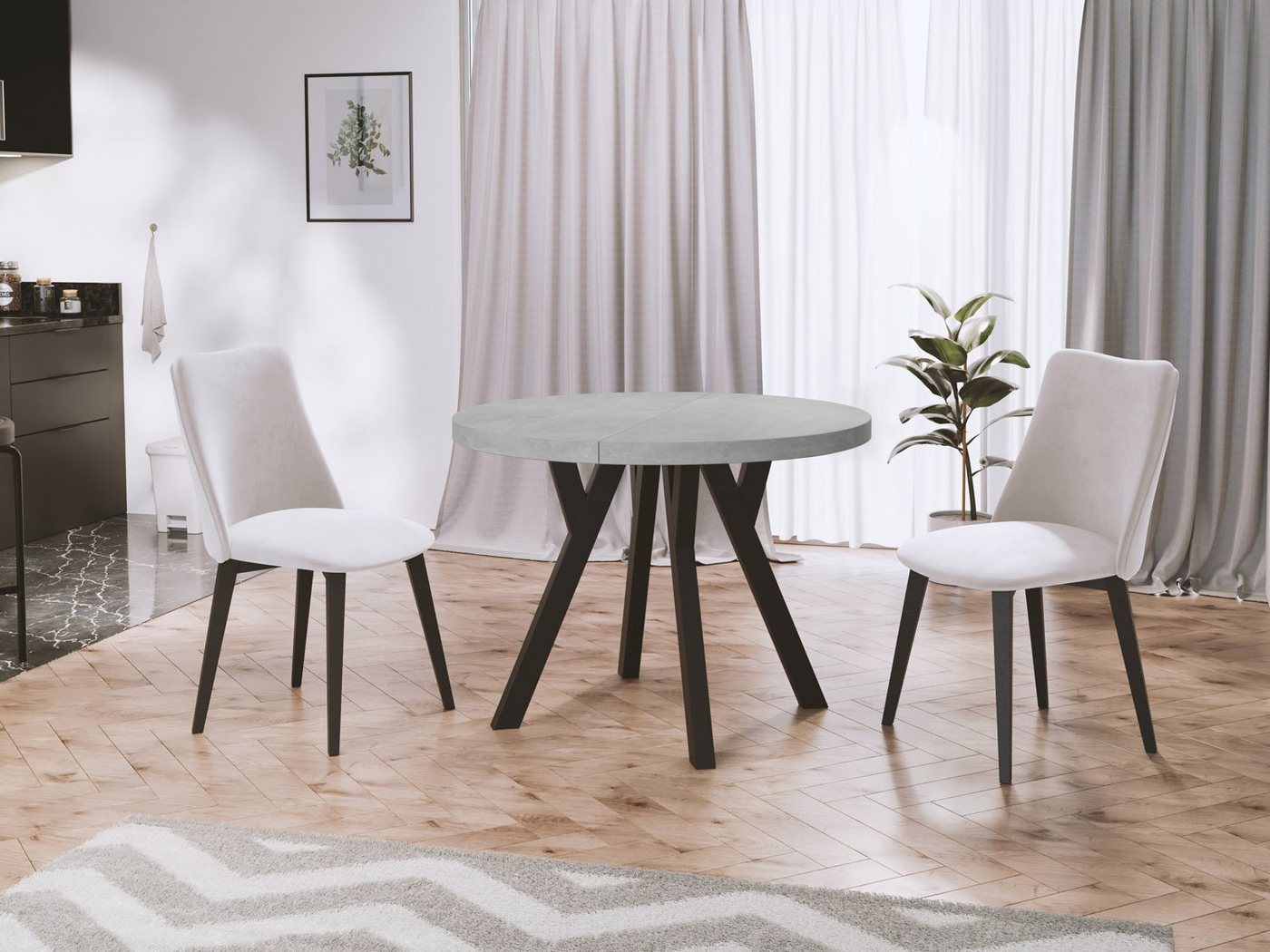 WFL GROUP Esstisch Twixy (erhältlich in 3 Größen – 90/100/100 cm, ausziehbar auf 170/150/200 cm), platzsparender Tisch für kleine Küche, Esszimmer oder Wohnzimmer von WFL GROUP