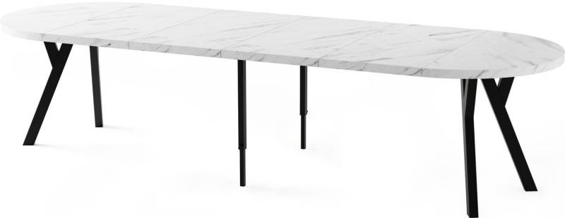 WFL GROUP Esstisch Twixy ausziehbar rund industrial mit schwarzen Holzbeinen (erhältlich in 2 Größen – Durchmesser 100 cm, ausziehbar auf 250/300 cm), XXL groß extra lang Ausziehtisch für 5-16 oder 5-14 Personen von WFL GROUP