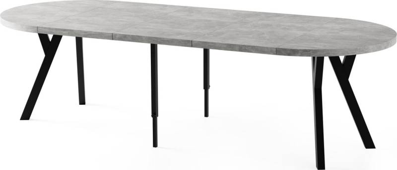 WFL GROUP Esstisch Twixy ausziehbar rund industrial mit schwarzen Holzbeinen (erhältlich in 2 Größen – Durchmesser 100 cm, ausziehbar auf 250/300 cm), XXL groß extra lang Ausziehtisch für 5-16 oder 5-14 Personen von WFL GROUP
