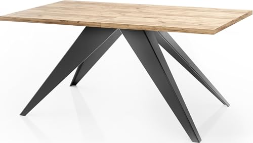 WFL GROUP Esstisch Vance im Modern Still, Rechteckig Tisch - Ausziehbar von 160 cm bis 260 cm, Pulverbeschichtete Schwarzen Metallbeine - 160 x 90 cm - Craft Eiche von WFL GROUP