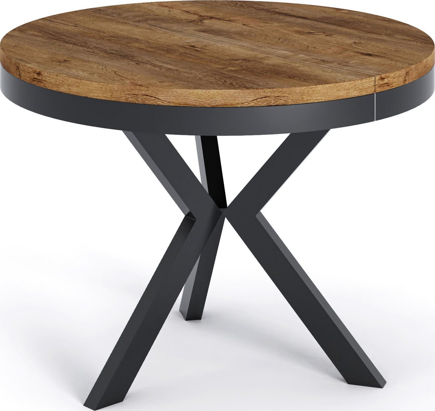 WFL GROUP Esstisch Velma, Tisch im Loft-Stil mit Schwarz Metallbeinen 100 cm - 140 cm von WFL GROUP