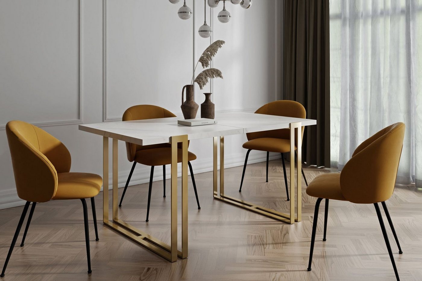 WFL GROUP Esstisch Wolf (erhältlich in 3 Größen – 120/140/160 cm ausziehbar auf 220/240/260 cm), platzsparender Tisch für Küche, Esszimmer oder Wohnzimmer von WFL GROUP