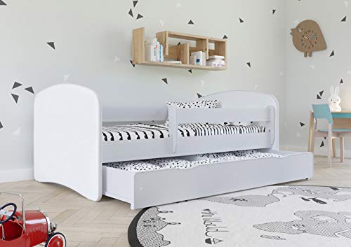 WFL GROUP Kinderbett Weiss 70x140 80x160 80x180 cm Jugendbett Mit Rausfallschutz, Schublade Und Lattenrost - Jungen Und Mädchen - 160x80 - Ohne Matratze von WFL GROUP