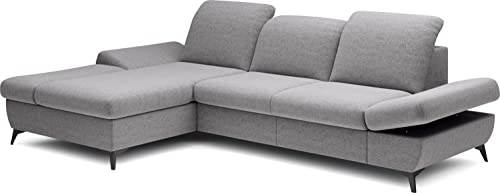 WFL GROUP Modern Ecksofa - Schlafsofa mit Bettkasten - 3 Sitzer Sofa - Couch mit Schlaffunktion Bettfunktion L-Form mit Ottomane - Links - Grau von WFL GROUP
