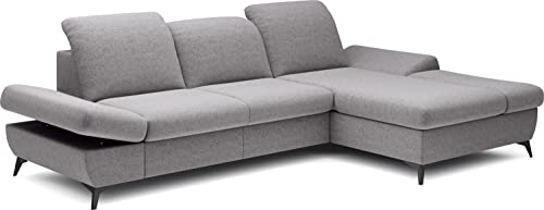 WFL GROUP Modern Ecksofa - Schlafsofa mit Bettkasten - 3 Sitzer Sofa - Couch mit Schlaffunktion Bettfunktion L-Form mit Ottomane - Rechts - Grau von WFL GROUP