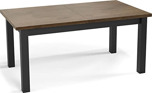 WFL GROUP Moderner Rechteckiger Ausziehbarer Esstisch - Platzsparend - Schwarze Holzbeine - 160 bis 240 cm - Hergestellt in EU - 160 x 90 cm - Eiche Lefkas von WFL GROUP