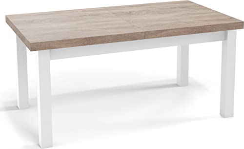 WFL GROUP Moderner Rechteckiger Ausziehbarer Esstisch - Platzsparend - Weißen Holzbeine - 140 bis 180 cm - Hergestellt in EU - 140 x 80 cm - Sonoma Eiche WFL GROUP Moderner Rechteckiger Ausziehbarer Esstisch - Platzsparend - Weißen Holzbeine - 140 bis 180 cm - Hergestellt in EU - 140 x 80 cm - Sonoma Eiche von WFL GROUP