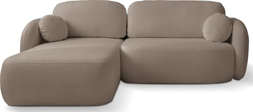 WFL GROUP Modernes Ecksofa Lotte mit Bettkasten – Schlafsofa mit Schlaffunktion & Bettfunktion, L-Form Couch mit Ottomane - Links – Bequeme Polstergarnitur - Braun von WFL GROUP