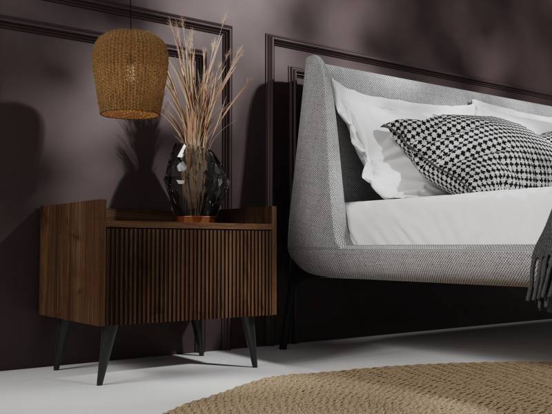 WFL GROUP Nachttisch Arysa (1-St., 52 x 45 x 41 cm), griffloser Nachtschrank mit gerillter Front von WFL GROUP