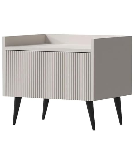 WFL GROUP Nachttisch mit Rillenfront, Push-to-Open Tür, offenem Fach & hohen Metallfüßen – Nachtkonsole in Beige Cashmere – Skandinavisch-Minimalistisch Stil – Arysa WFL GROUP Nachttisch mit Rillenfront, Push-to-Open Tür, offenem Fach & hohen Metallfüßen – Nachtkonsole in Beige Cashmere – Skandinavisch-Minimalistisch Stil – Arysa von WFL GROUP