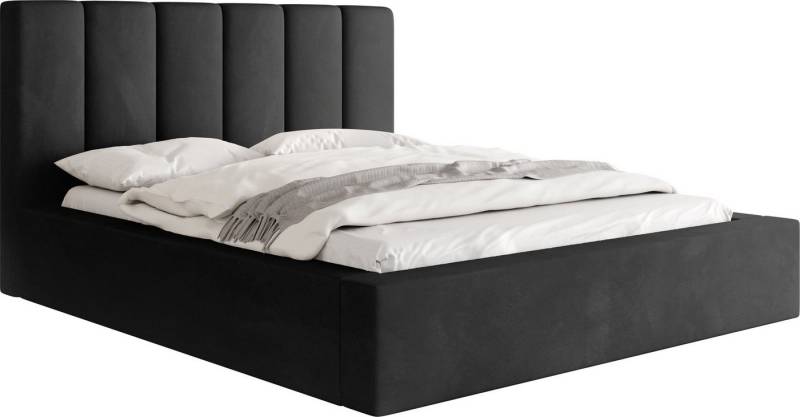 WFL GROUP Polsterbett Amira mit Bettkasten und Lattenrost, Bettgestell, ohne Matratze (mit Bettkasten, Lattenrost aus Holz, Gepolstertes Kopfteil 160x200 cm), mit Stauraum, hohem Kopfteil, Boucle oder Samt Stoff, Made in EU von WFL GROUP