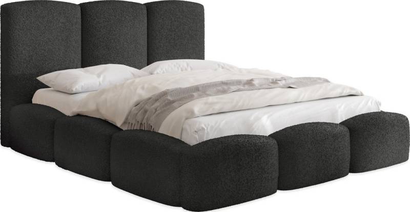 WFL GROUP Polsterbett Harmony mit Bettkasten und Lattenrost, Bettgestell, ohne Matratze (erhältlich in 5 Größen 120x200, 140x200, 160x200, 180x200, 200x200 cm), Doppelbett mit hohem Kopfteil, Boucle oder Samt Stoff, Made in EU von WFL GROUP