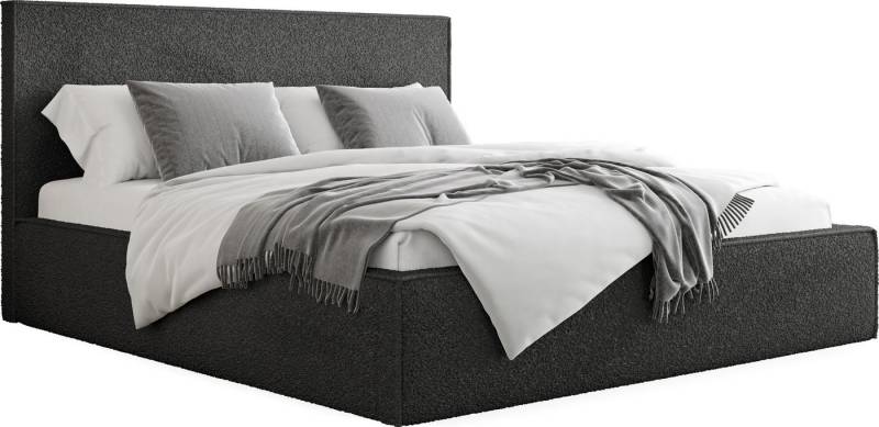 WFL GROUP Polsterbett Terra Slim mit Bettkasten und Lattenrost, Bettgestell, ohne Matratze (erhältlich in 5 Größen 120x200, 140x200, 160x200, 180x200, 200x200 cm), Doppelbett mit Stauraum, hohem Kopfteil, Boucle Stoff, Made in EU von WFL GROUP