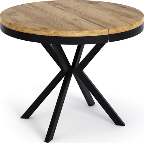 WFL GROUP Runder Ausziehbarer Esstisch - Loft Style Tisch mit Metallbeinen - 120 bis 200 cm - Industrieller Tisch für Wohnzimmer - Kompakt - 120 cm - Craft Eiche WFL GROUP Runder Ausziehbarer Esstisch - Loft Style Tisch mit Metallbeinen - 120 bis 200 cm - Industrieller Tisch für Wohnzimmer - Kompakt - 120 cm - Craft Eiche von WFL GROUP