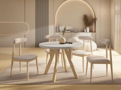WFL GROUP Runder Ausziehbarer Esstisch im Loft-Stil – Industrieller Tisch mit Holzbeinen – Platzsparender Tisch für Wohnzimmer – Kiefer Weiß – 80 bis 160 cm WFL GROUP Runder Ausziehbarer Esstisch im Loft-Stil – Industrieller Tisch mit Holzbeinen – Platzsparender Tisch für Wohnzimmer – Kiefer Weiß – 80 bis 160 cm von WFL GROUP