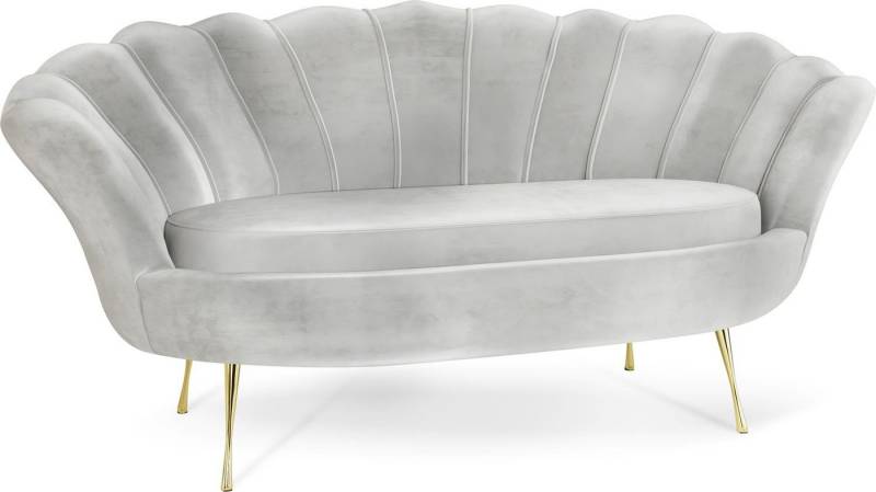WFL GROUP Sofa Muschel, Samt 2-Sitzer Couch mit Golden oder Silber Metallbeinen von WFL GROUP