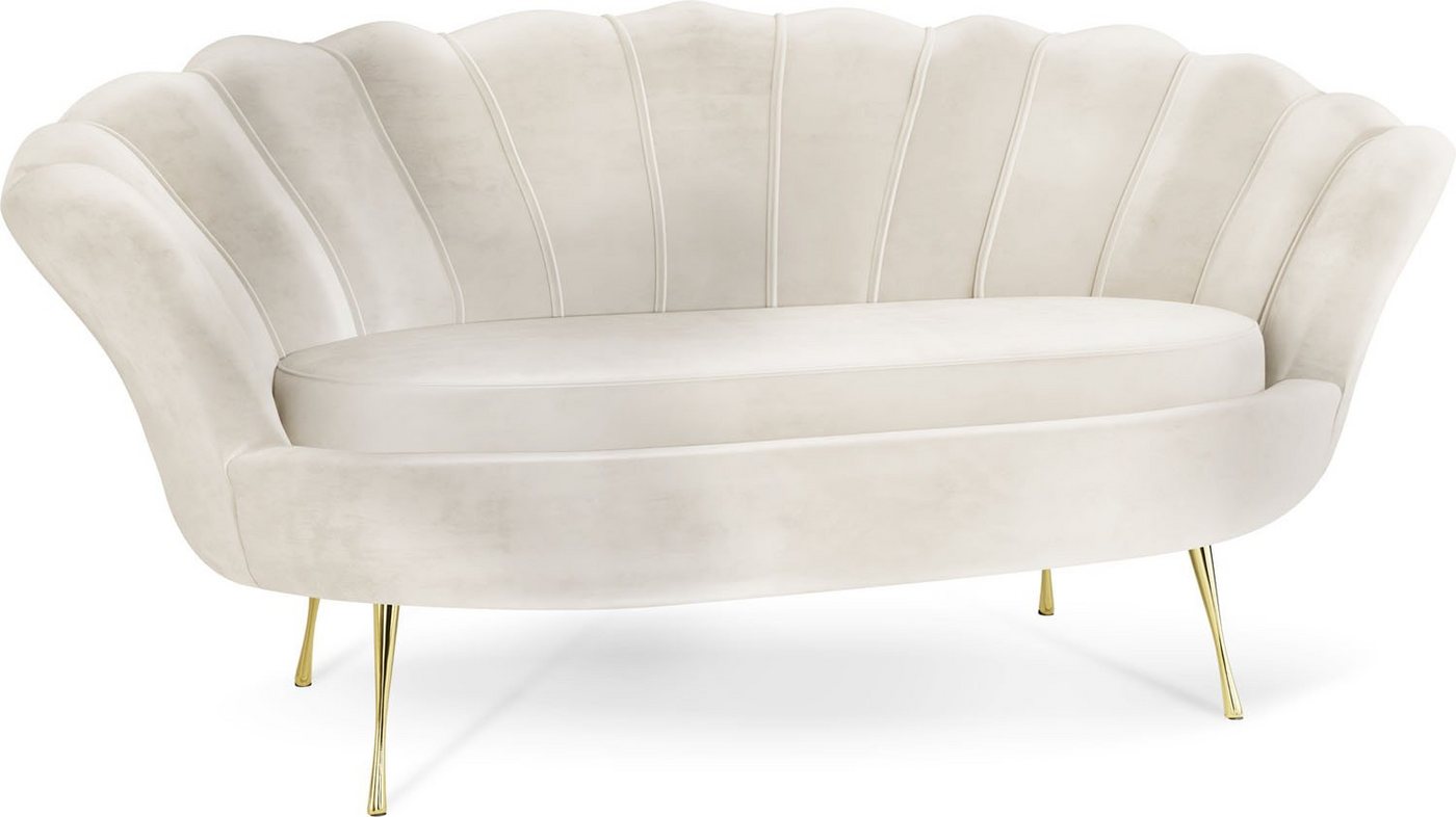 WFL GROUP Sofa Muschel, Samt 2-Sitzer Couch mit Golden oder Silber Metallbeinen von WFL GROUP