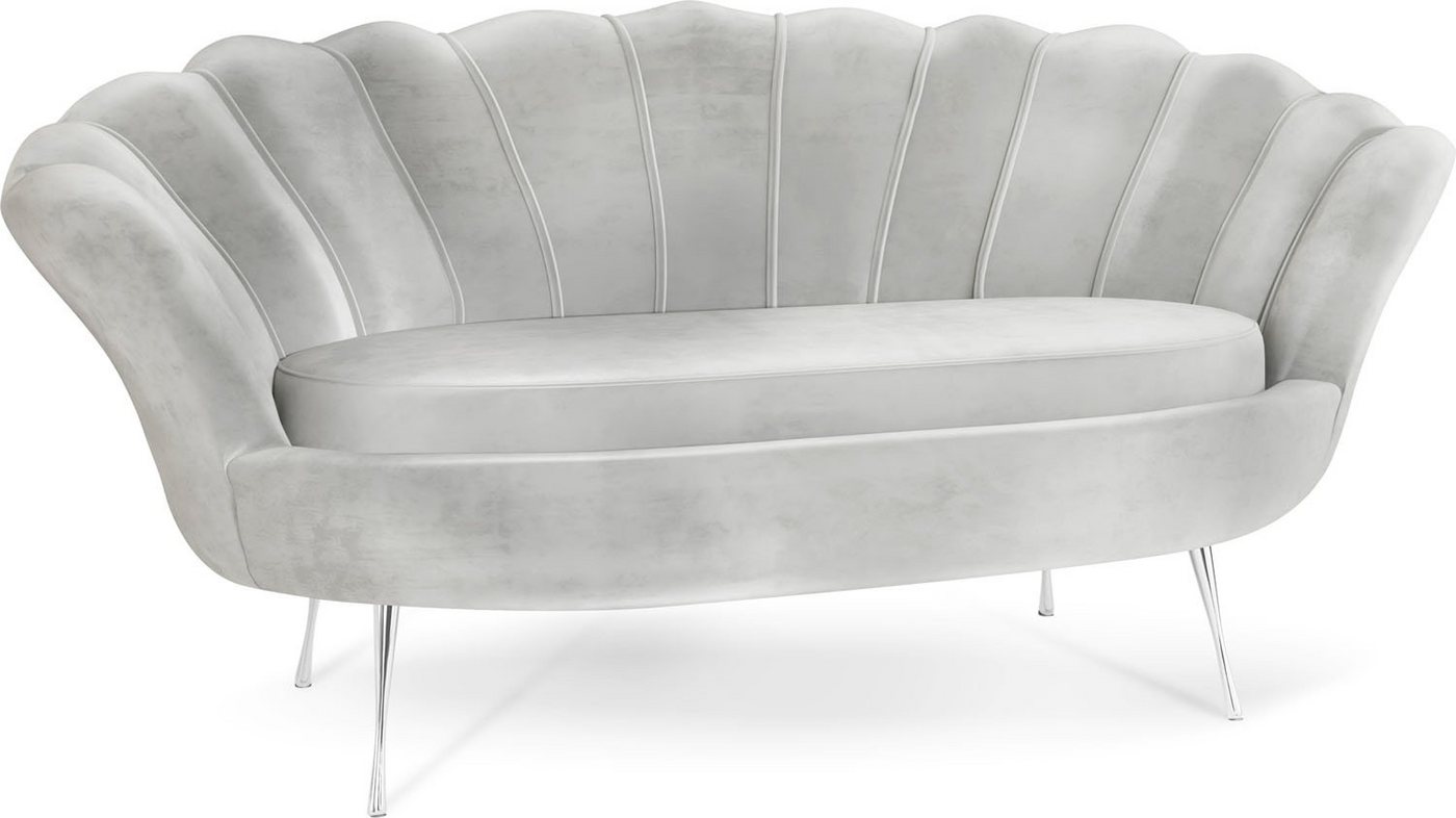 WFL GROUP Sofa Muschel, Samt 2-Sitzer Couch mit Golden oder Silber Metallbeinen von WFL GROUP