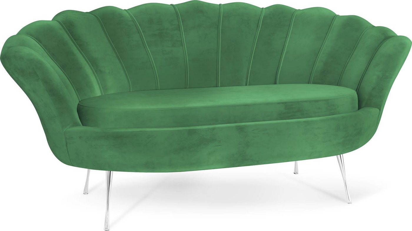 WFL GROUP Sofa Muschel, Samt 2-Sitzer Couch mit Golden oder Silber Metallbeinen von WFL GROUP