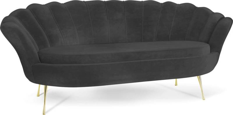 WFL GROUP Sofa Muschel, Samt 3-Sitzer Couch mit Golden oder Silber Metallbeinen von WFL GROUP