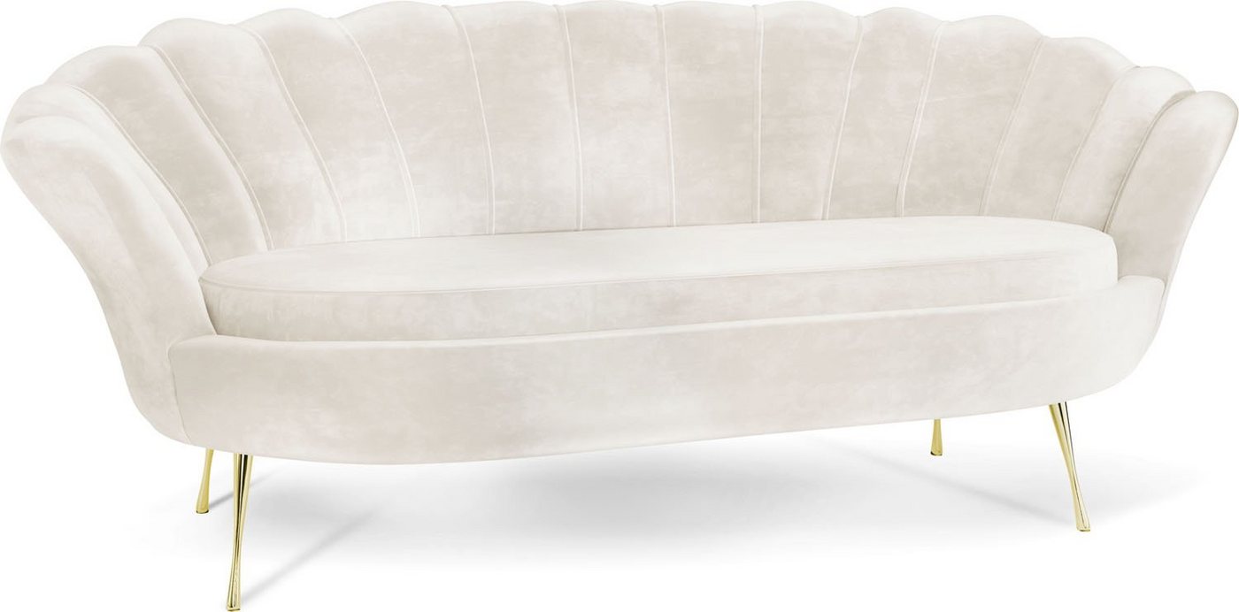WFL GROUP Sofa Muschel, Samt 3-Sitzer Couch mit Golden oder Silber Metallbeinen von WFL GROUP