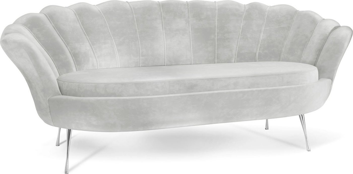 WFL GROUP Sofa Muschel, Samt 3-Sitzer Couch mit Golden oder Silber Metallbeinen von WFL GROUP