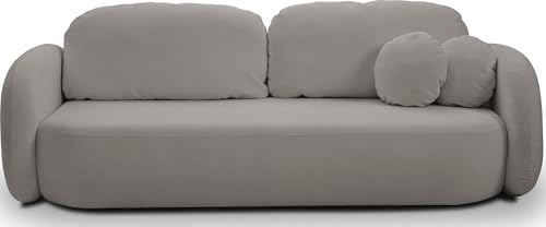 WFL GROUP Schlafsofa Greta mit Bettkasten - Einzigartiges Form - 3-Sitzer Sofa Couch mit Schlaffunktion Bettfunktion Skandinavisch Polstergarnitur - Dunkelgrau von WFL GROUP