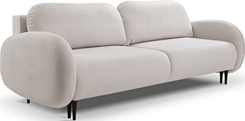 WFL GROUP Sofa mit Bettkasten - Gemütlich Schlafsofa mit Schwarze Metallbeine - 3 Sitzer Sofa Couch mit Schlaffunktion Bettfunktion Skandinavisch Polstergarnitur - Beige von WFL GROUP