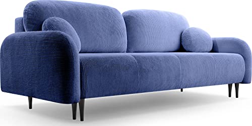 WFL GROUP Sofa mit Bettkasten - Schlafsofa mit Schwarze Metallbeine - 3 Sitzer Sofa Couch mit Schlaffunktion Bettfunktion Skandinavisch Polstergarnitur - Blau von WFL GROUP