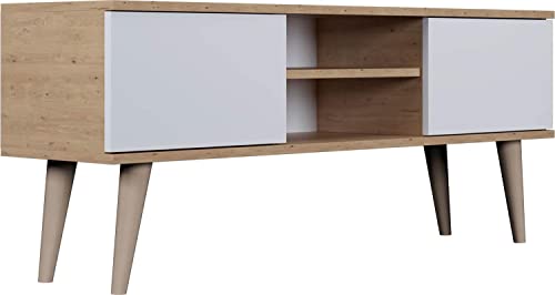 WFL GROUP TV-Schrank - Skandinavisch Fernsehtisch bis 50 Zoll - TV-Lowboard für Wohnzimmer 120 oder 160 cm - mit Holz Füße und 2 Türen - 120 cm - Eiche Artisan/Weiß WFL GROUP TV-Schrank - Skandinavisch Fernsehtisch bis 50 Zoll - TV-Lowboard für Wohnzimmer 120 oder 160 cm - mit Holz Füße und 2 Türen - 120 cm - Eiche Artisan/Weiß von WFL GROUP