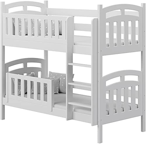 WFL GROUP Weiß Etagenbett für Kinder 90x190 90x200 80x160 cm Massivholz Kiefer - Hochbett Kinderbett - Jugendbett - 200x90 von WFL GROUP