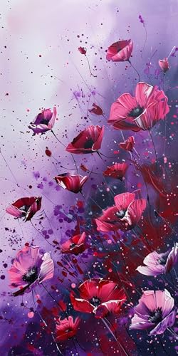 Blume Diamond Painting Erwachsene, Diamond Painting Pflanze, DIY 5D Runden Steine Mosaikherstellung Basteln Erwachsene Anfänger Set für Zimmer Deko Wohnzimmer, Geschenke für Frauen 40x80cm Fde-3252 von WFLBDWOU