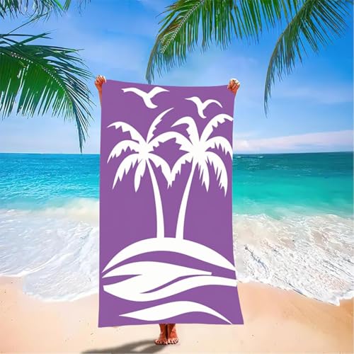 Palmen Strandtuch Mikrofaser Badetuch Groß XXL 160x80 cm, Lila Outdoor Strandhandtuch Saunahandtuch Sandfrei Saunatuch Wasserabsorbierend Reisehandtuch Schnelltrocknend Damen Herren Duschhandtuch PD-H von WFLBDWOU