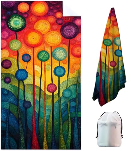 Szenerie Mikrofaser Strandtuch Groß 150x75cm Rot Outdoor Saunahandtuch mit Aufbewahrungstasche, Strandtuch badetuch Schnelltrocknend Sandfreie, Leichte Stranddecke für Strandausflüge und Camping 6G-J von WFLBDWOU
