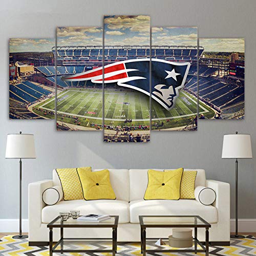 WFLWLH Bilder Leinwandbild - 5 Teilig Leinwanddrucke New England Patriots Stadium Poster für Wohnzimmer Leinwand Malerei Wandbilder von Leinwand Kunst-B2 Rahmen von WFLWLH