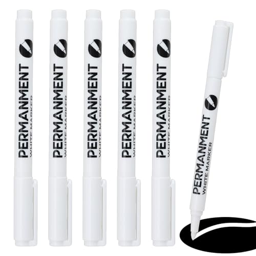 WFPPSK Acrylstifte Weiß, Wasserfest Permanent Marker Lackstift Textilstifte Weiß Stifte Acrylmarker für Stein Holz Glas Keramik Leinwand Reifen Kunststoff Grabstein Kleidung Textilien (6) von WFPPSK