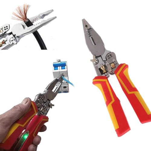 WFUAHA Professionelles 9 in 1 Pelacables-Werkzeug, Spannungserkennung, scharfe Trennklinge, Riemen Design, schnelle Trennung, Multifunktions Pelacables, Verstellbarer Cutter von WFUAHA