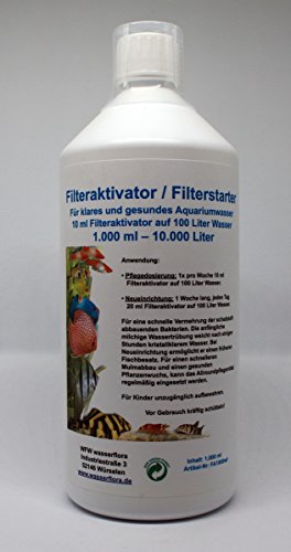 1.000 ml Filteraktivator/Filterstarter für 10.000 Liter Aquarium-Wasser, Allroundpflegemittel von WFW wasserflora