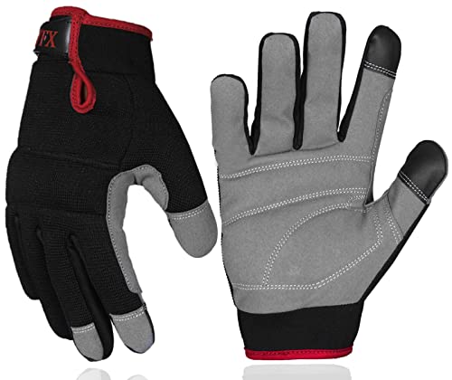 WFX Arbeitshandschuhe Touchscreen 1 Paar multifunktionale Sicherheits Arbeitshandschuhe Bauarbeiter Handschuhe Gartenhandschuhe Männer Frauen Mechaniker Arbeitshandschuhe (Rot, M) von WFX