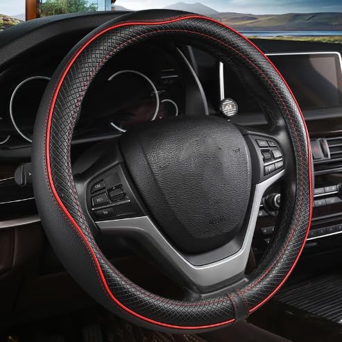 WFYBMB Lenkradbezug für Dodge Ram 1500 2500 Journey Nitro Ram 1500 2000-2023 2024-Pr, Atmungsaktive Antirutsch Lenkradbezug Innenraum Zubehör,Blackstyle,Universal Größe 37–38 cm, Lenkrad Abdeckung von WFYBMB