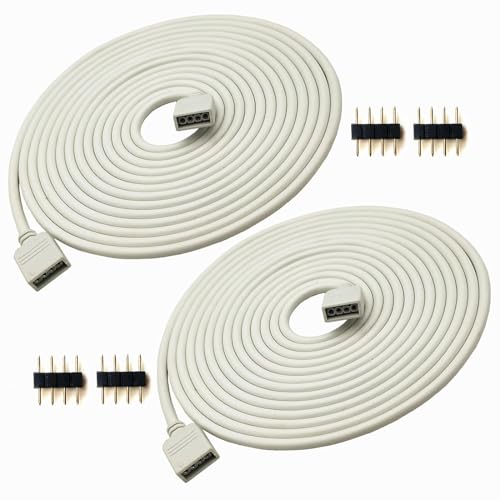 WFYZQLJE 2pcs 4pin weiß 9.84 Fuß (3 Meter) 4pin RGB Kabel Verlängerungskabel Lichtleiste Kabel Verbindungskabel LED 4pin Stecker für 5050 3528 RGB LED Lichtleiste von WFYZQLJE